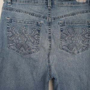 Gloria Vanderbilt Denim Crop Pants Jeans Capris Rhinestones Womens 8